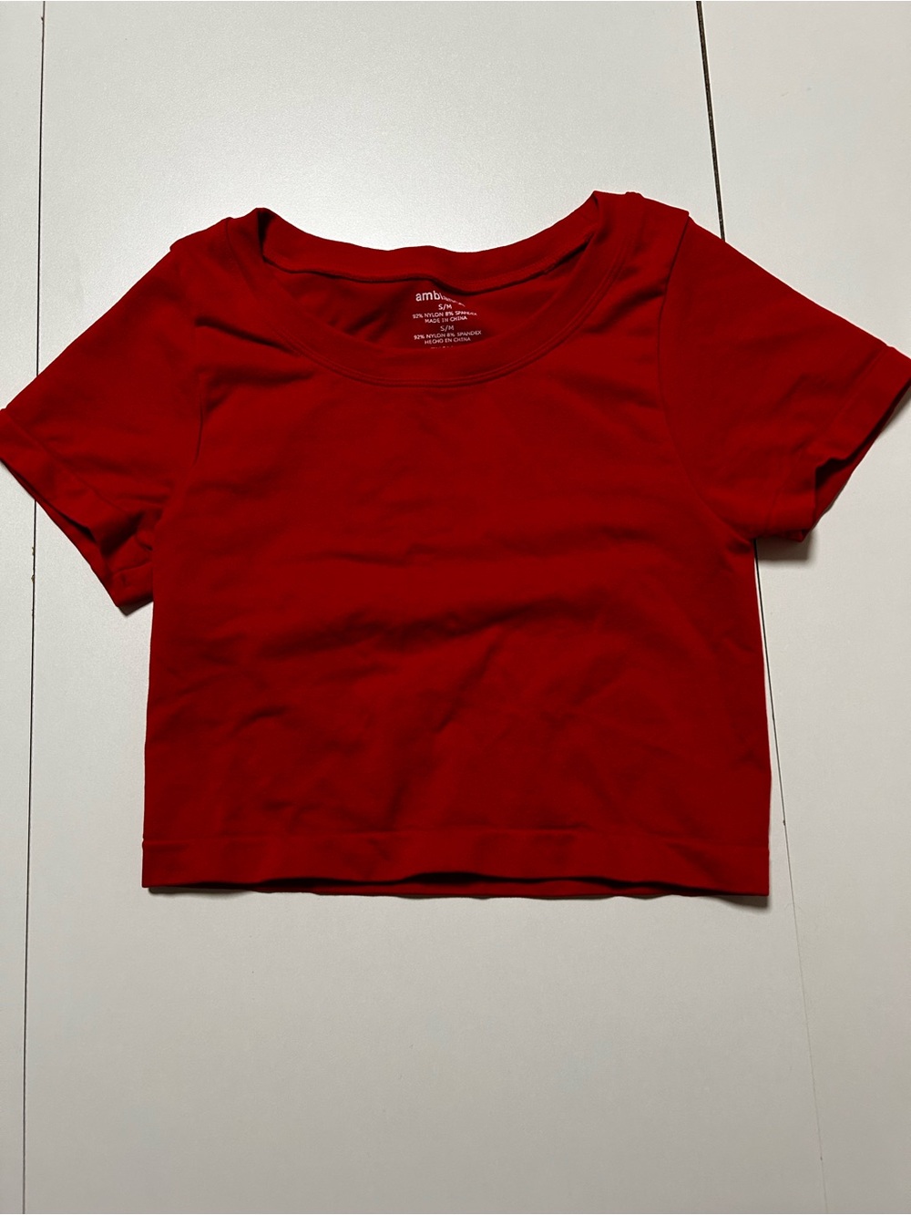 Ambiance Bright Red Scoop-Neck Cropped Tee